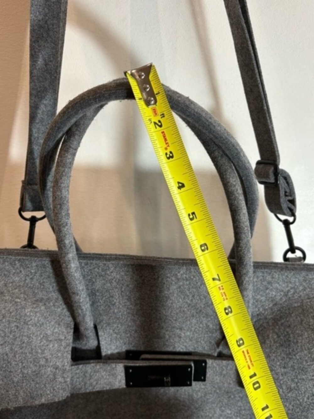 HANDBAG CROSSBODY Made of Felt with A Metal Clasp Birkin Style No Brand NWOT - Picture 8 of 11